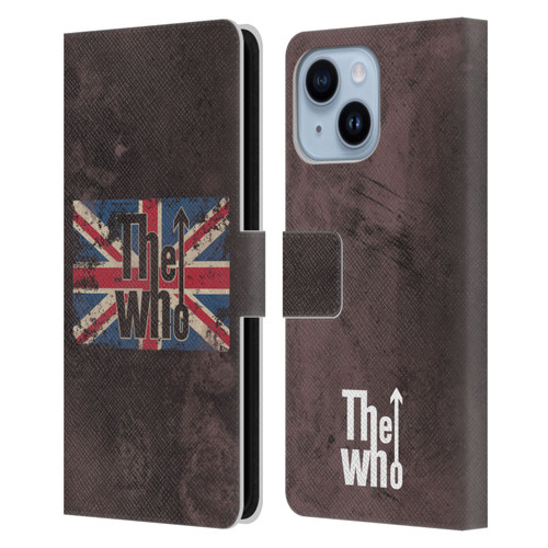 The Who Band Art Union Jack Distressed Look Leather Book Wallet Case Cover For Apple iPhone 14 Plus