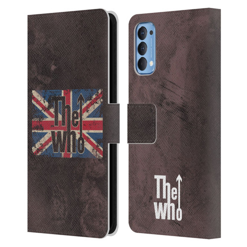 The Who Band Art Union Jack Distressed Look Leather Book Wallet Case Cover For OPPO Reno 4 5G