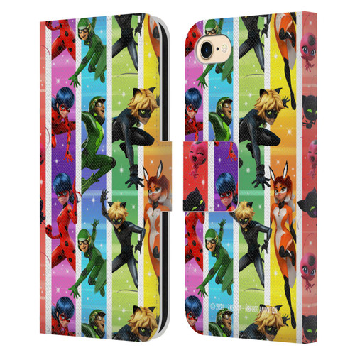Miraculous Tales of Ladybug & Cat Noir Graphics Pattern Leather Book Wallet Case Cover For Apple iPhone 7 / 8 / SE 2020 & 2022