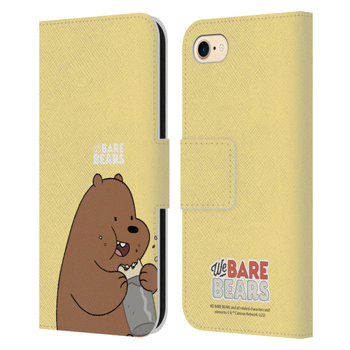 We Bare Bears Character Art Grizzly Leather Book Wallet Case Cover For Apple iPhone 7 / 8 / SE 2020 & 2022