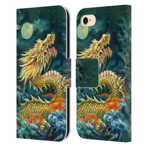 Kayomi Harai Animals And Fantasy Asian Dragon In The Moon Leather Book Wallet Case Cover For Apple iPhone 7 / 8 / SE 2020 & 2022