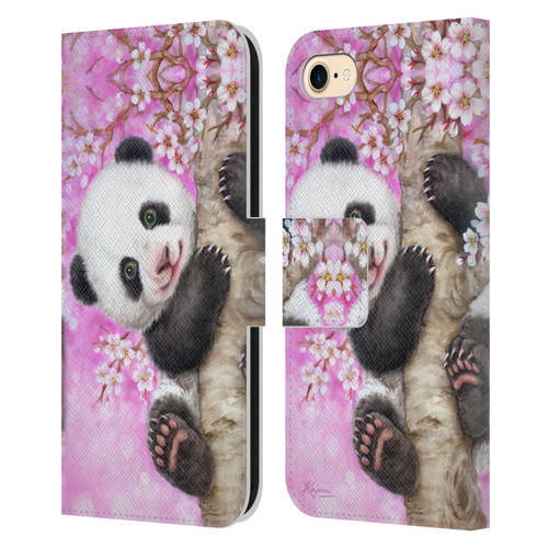 Kayomi Harai Animals And Fantasy Cherry Blossom Panda Leather Book Wallet Case Cover For Apple iPhone 7 / 8 / SE 2020 & 2022