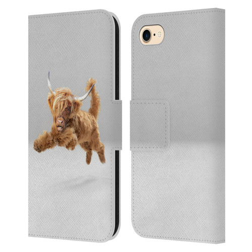 Pixelmated Animals Surreal Pets Highland Pup Leather Book Wallet Case Cover For Apple iPhone 7 / 8 / SE 2020 & 2022