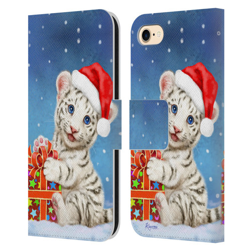 Kayomi Harai Animals And Fantasy White Tiger Christmas Gift Leather Book Wallet Case Cover For Apple iPhone 7 / 8 / SE 2020 & 2022