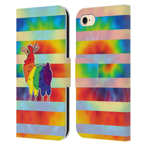 Grace Illustration Llama Pride Leather Book Wallet Case Cover For Apple iPhone 7 / 8 / SE 2020 & 2022