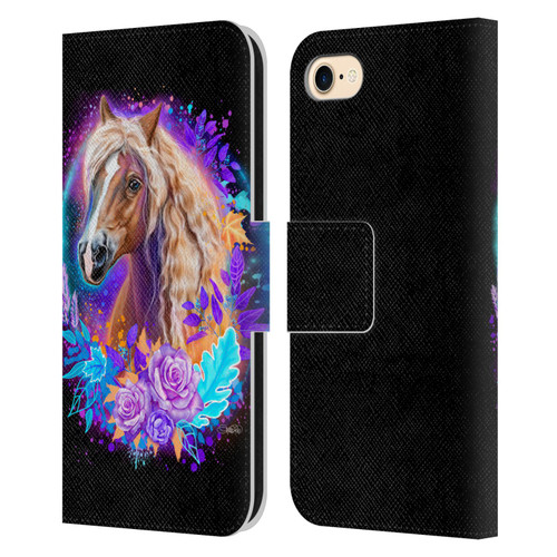 Sheena Pike Animals Purple Horse Spirit With Roses Leather Book Wallet Case Cover For Apple iPhone 7 / 8 / SE 2020 & 2022