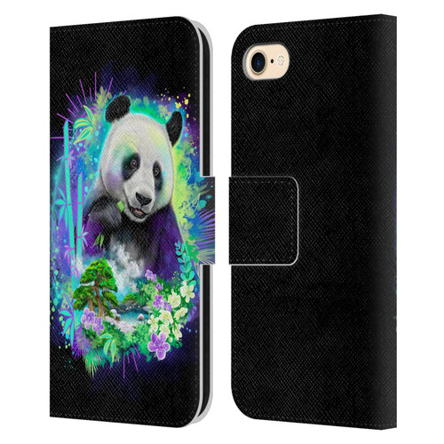 Sheena Pike Animals Rainbow Bamboo Panda Spirit Leather Book Wallet Case Cover For Apple iPhone 7 / 8 / SE 2020 & 2022