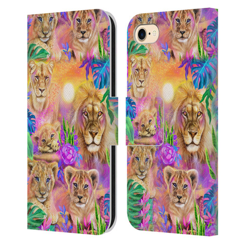 Sheena Pike Big Cats Daydream Lions And Cubs Leather Book Wallet Case Cover For Apple iPhone 7 / 8 / SE 2020 & 2022