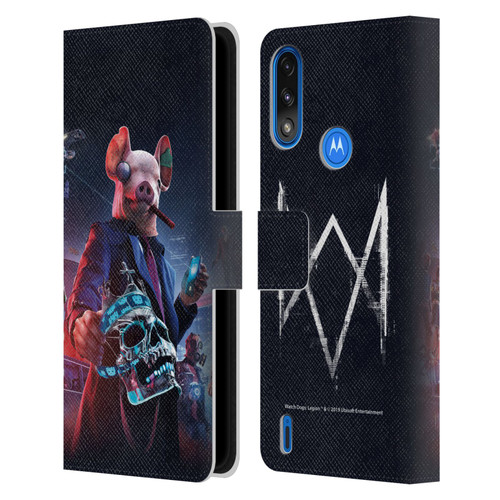 Watch Dogs Legion Artworks Winston Skull Leather Book Wallet Case Cover For Motorola Moto E7 Power / Moto E7i Power