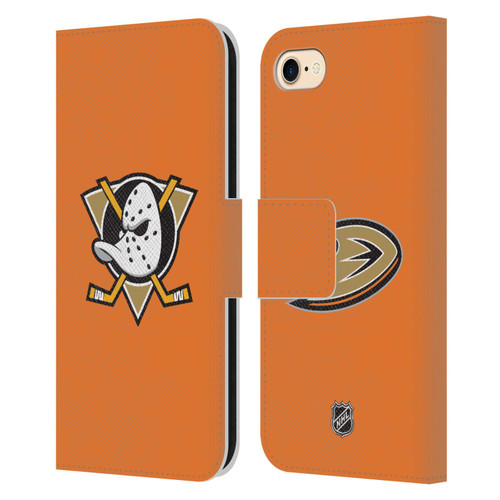 NHL Anaheim Ducks Plain Leather Book Wallet Case Cover For Apple iPhone 7 / 8 / SE 2020 & 2022