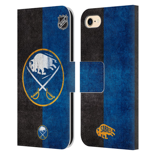 NHL Buffalo Sabres Half Distressed Leather Book Wallet Case Cover For Apple iPhone 7 / 8 / SE 2020 & 2022