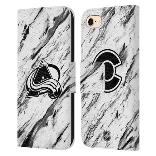 NHL Colorado Avalanche Marble Leather Book Wallet Case Cover For Apple iPhone 7 / 8 / SE 2020 & 2022