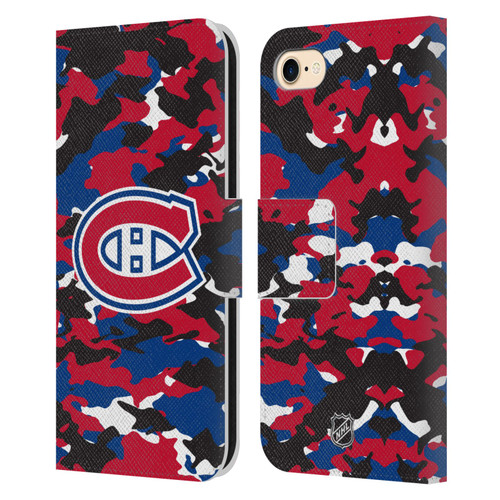 NHL Montreal Canadiens Camouflage Leather Book Wallet Case Cover For Apple iPhone 7 / 8 / SE 2020 & 2022