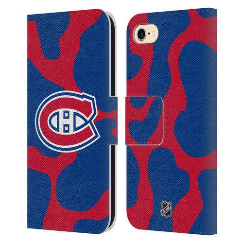 NHL Montreal Canadiens Cow Pattern Leather Book Wallet Case Cover For Apple iPhone 7 / 8 / SE 2020 & 2022