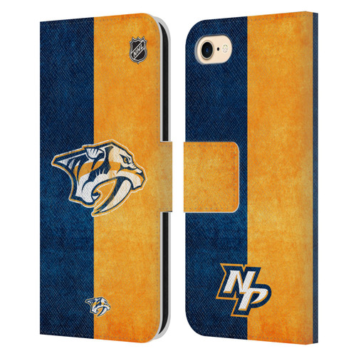 NHL Nashville Predators Half Distressed Leather Book Wallet Case Cover For Apple iPhone 7 / 8 / SE 2020 & 2022