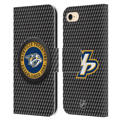 NHL Nashville Predators Puck Texture Leather Book Wallet Case Cover For Apple iPhone 7 / 8 / SE 2020 & 2022