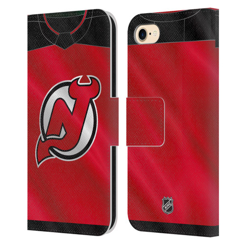 NHL New Jersey Devils Jersey Leather Book Wallet Case Cover For Apple iPhone 7 / 8 / SE 2020 & 2022