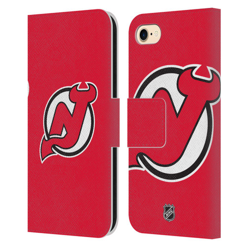NHL New Jersey Devils Plain Leather Book Wallet Case Cover For Apple iPhone 7 / 8 / SE 2020 & 2022