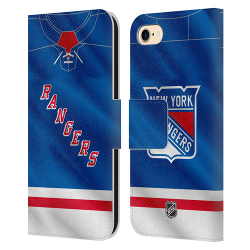 NHL New York Rangers Jersey Leather Book Wallet Case Cover For Apple iPhone 7 / 8 / SE 2020 & 2022