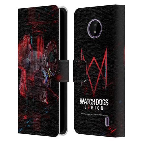 Watch Dogs Legion Key Art Pig Head Glitch Leather Book Wallet Case Cover For Nokia C10 / C20