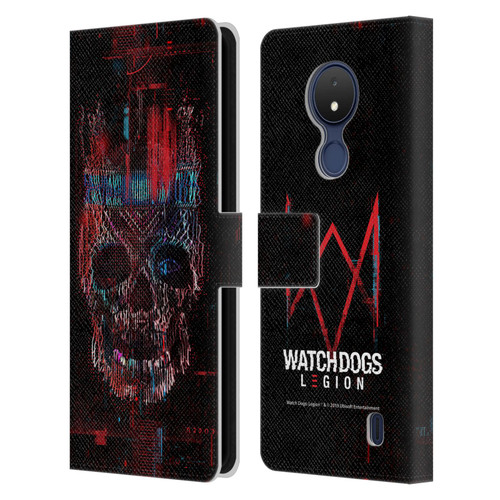 Watch Dogs Legion Key Art Skull Glitch Leather Book Wallet Case Cover For Nokia C21