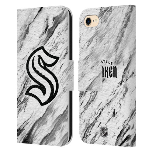 NHL Seattle Kraken Marble Leather Book Wallet Case Cover For Apple iPhone 7 / 8 / SE 2020 & 2022