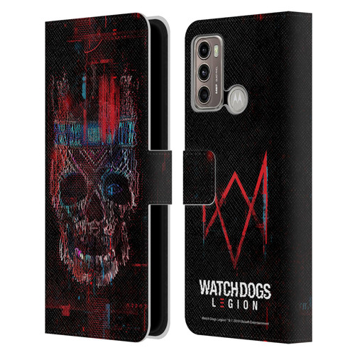 Watch Dogs Legion Key Art Skull Glitch Leather Book Wallet Case Cover For Motorola Moto G60 / Moto G40 Fusion