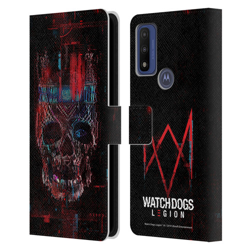Watch Dogs Legion Key Art Skull Glitch Leather Book Wallet Case Cover For Motorola G Pure