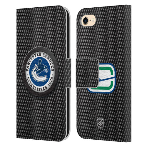 NHL Vancouver Canucks Puck Texture Leather Book Wallet Case Cover For Apple iPhone 7 / 8 / SE 2020 & 2022
