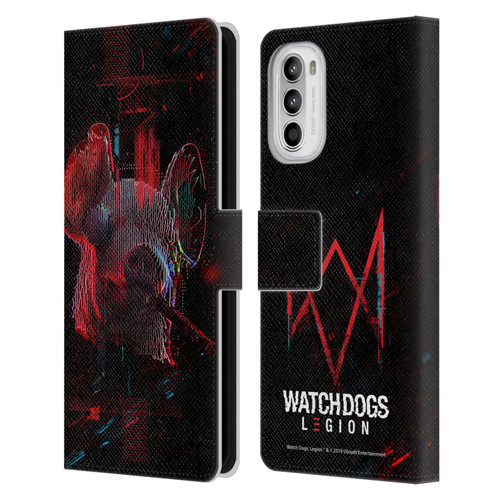 Watch Dogs Legion Key Art Pig Head Glitch Leather Book Wallet Case Cover For Motorola Moto G52