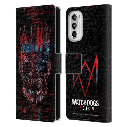 Watch Dogs Legion Key Art Skull Glitch Leather Book Wallet Case Cover For Motorola Moto G52