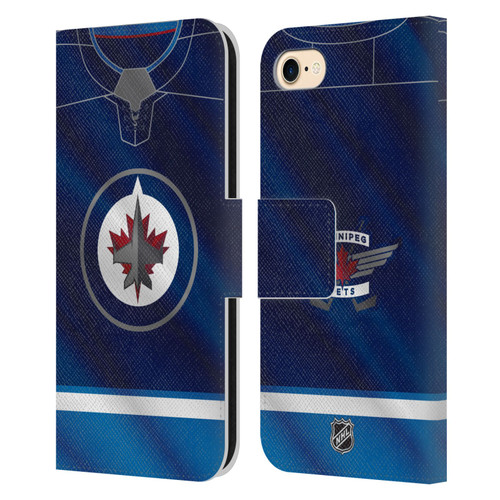 NHL Winnipeg Jets Jersey Leather Book Wallet Case Cover For Apple iPhone 7 / 8 / SE 2020 & 2022