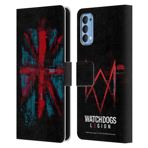 Watch Dogs Legion Key Art Flag Glitch Leather Book Wallet Case Cover For OPPO Reno 4 5G