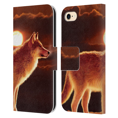 Vincent Hie Animals Sunset Wolf Leather Book Wallet Case Cover For Apple iPhone 7 / 8 / SE 2020 & 2022