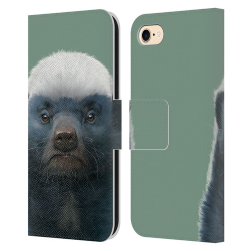 Vincent Hie Animals Honey Badger Leather Book Wallet Case Cover For Apple iPhone 7 / 8 / SE 2020 & 2022