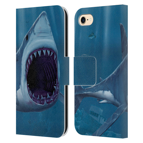 Vincent Hie Underwater Shark Bite Leather Book Wallet Case Cover For Apple iPhone 7 / 8 / SE 2020 & 2022