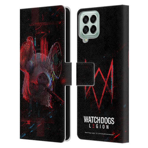 Watch Dogs Legion Key Art Pig Head Glitch Leather Book Wallet Case Cover For Samsung Galaxy M33 (2022)