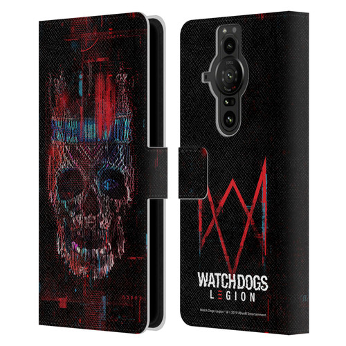 Watch Dogs Legion Key Art Skull Glitch Leather Book Wallet Case Cover For Sony Xperia Pro-I
