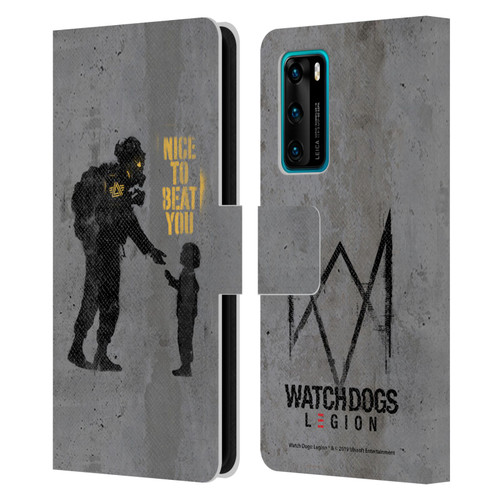Watch Dogs Legion Street Art Nice To Beat You Leather Book Wallet Case Cover For Huawei P40 5G