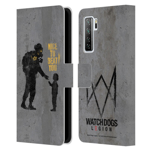 Watch Dogs Legion Street Art Nice To Beat You Leather Book Wallet Case Cover For Huawei Nova 7 SE/P40 Lite 5G