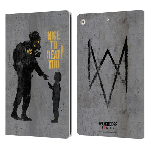 Watch Dogs Legion Street Art Nice To Beat You Leather Book Wallet Case Cover For Apple iPad 10.2 2019/2020/2021
