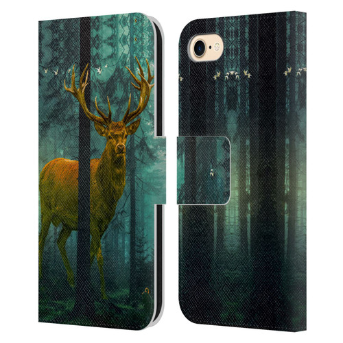 Dave Loblaw Animals Giant Forest Deer Leather Book Wallet Case Cover For Apple iPhone 7 / 8 / SE 2020 & 2022