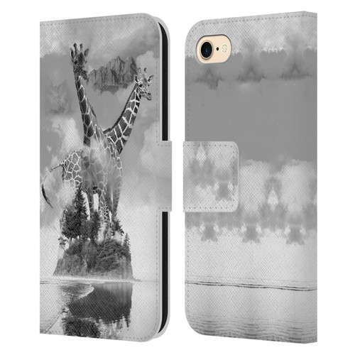 Dave Loblaw Animals Giraffe In The Mist Leather Book Wallet Case Cover For Apple iPhone 7 / 8 / SE 2020 & 2022