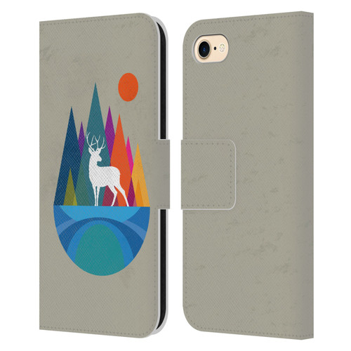 Dave Loblaw Contemporary Art Mountain Deer Leather Book Wallet Case Cover For Apple iPhone 7 / 8 / SE 2020 & 2022