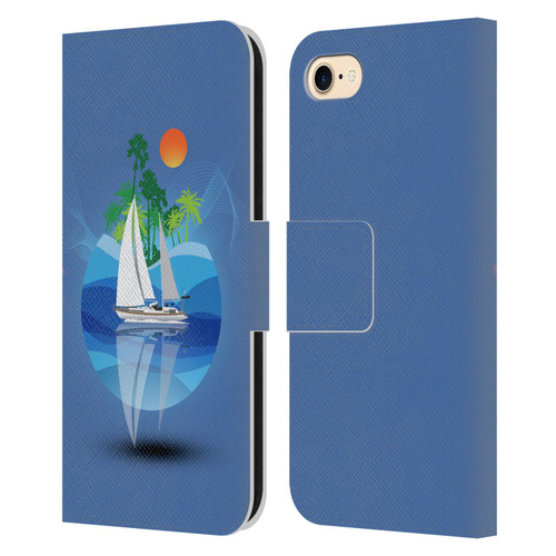 Dave Loblaw Contemporary Art Tropical Waters Leather Book Wallet Case Cover For Apple iPhone 7 / 8 / SE 2020 & 2022