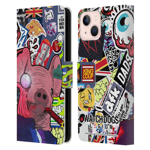 Watch Dogs Legion Street Art Winston Stickerbomb Leather Book Wallet Case Cover For Apple iPhone 13