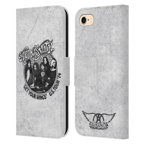 Aerosmith Black And White Get Your Wings US Tour Leather Book Wallet Case Cover For Apple iPhone 7 / 8 / SE 2020 & 2022