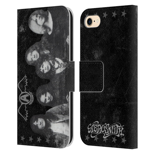 Aerosmith Black And White Vintage Photo Leather Book Wallet Case Cover For Apple iPhone 7 / 8 / SE 2020 & 2022