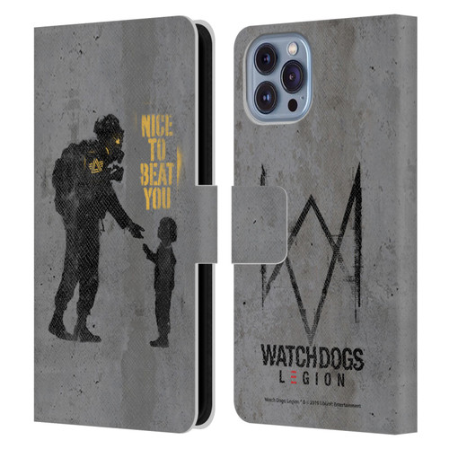 Watch Dogs Legion Street Art Nice To Beat You Leather Book Wallet Case Cover For Apple iPhone 14