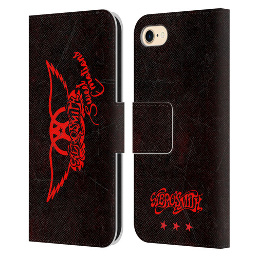 Aerosmith Classics Red Winged Sweet Emotions Leather Book Wallet Case Cover For Apple iPhone 7 / 8 / SE 2020 & 2022